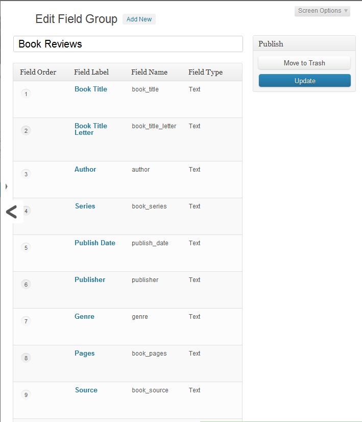 book custom fields